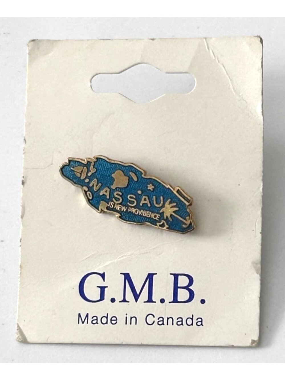 G.M.B. Nassau Bahamas Map Lapel Pin Island New Providence Souvenir